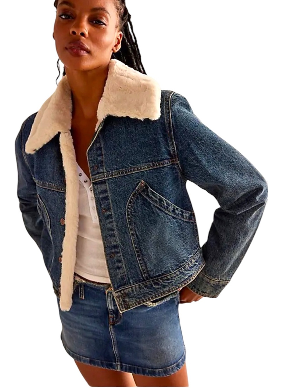 Free People Tia Cozy Denim Jacket